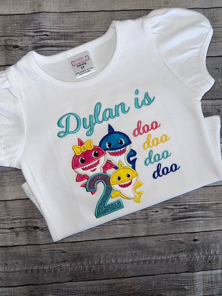 Personalized Baby Shark 2nd birthday shirt for girls