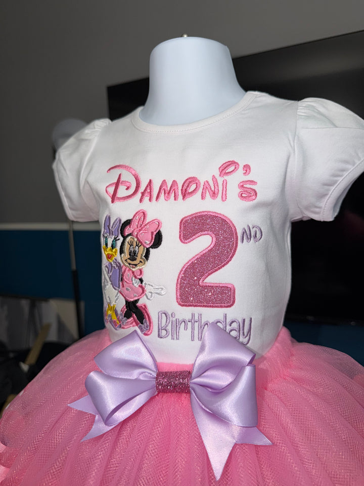 Personalized Minnie &amp; Daisy inspired Birthday tutu set for girls|Custom Birthday Outfit