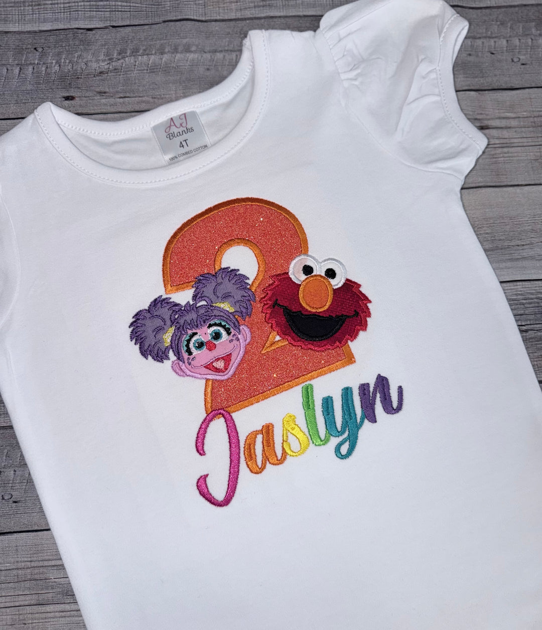 Personalized Elmo &amp; Abby-inspired birthday shirt