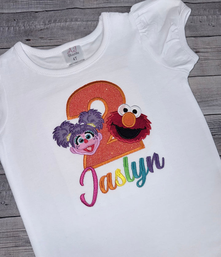 Personalized Elmo &amp; Abby-inspired birthday shirt