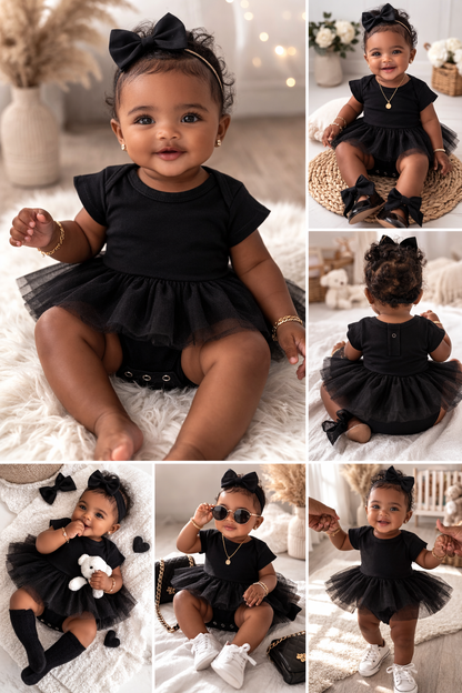 The Signature Black Tutu Romper – Personalized Name | Classic, Signature & Luxe Set