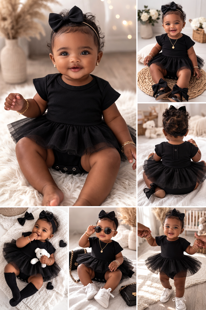 The Signature Black Tutu Romper – Personalized Name | Classic, Signature &amp; Luxe Set