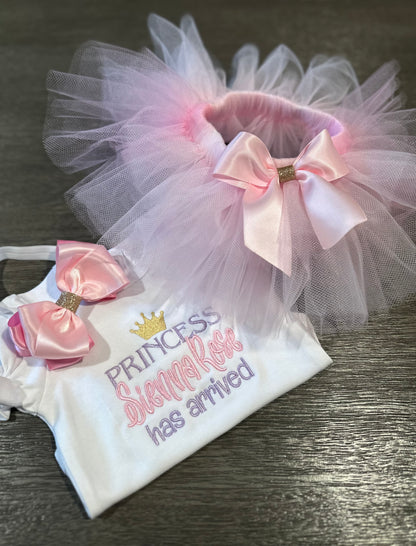 Personalized Princess has arrived newborn outfit
