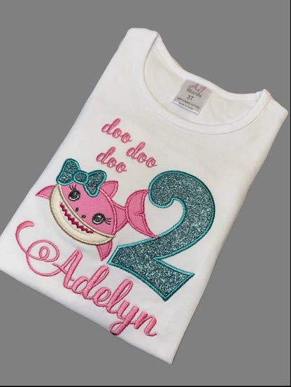 Shark birthday shirt for girls