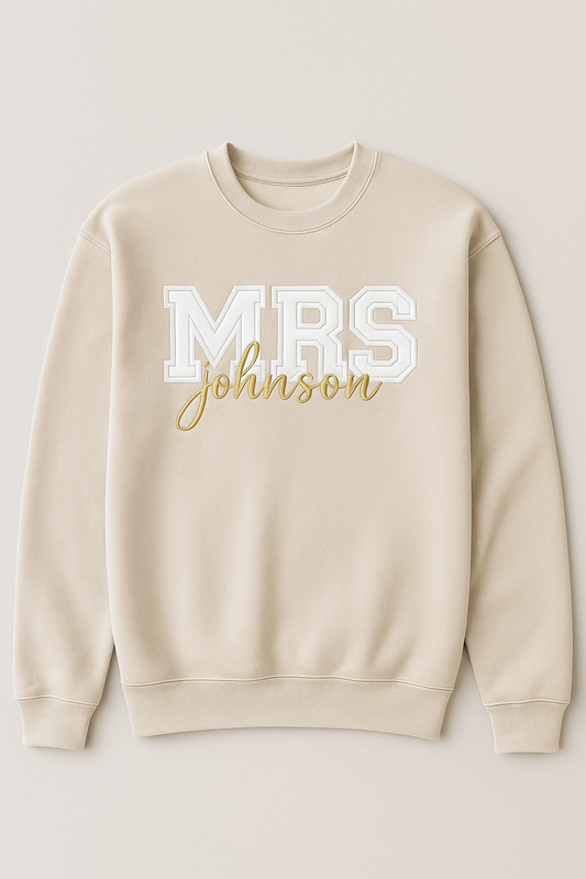 MRS embroidered sweatshirt- Custom Last Name