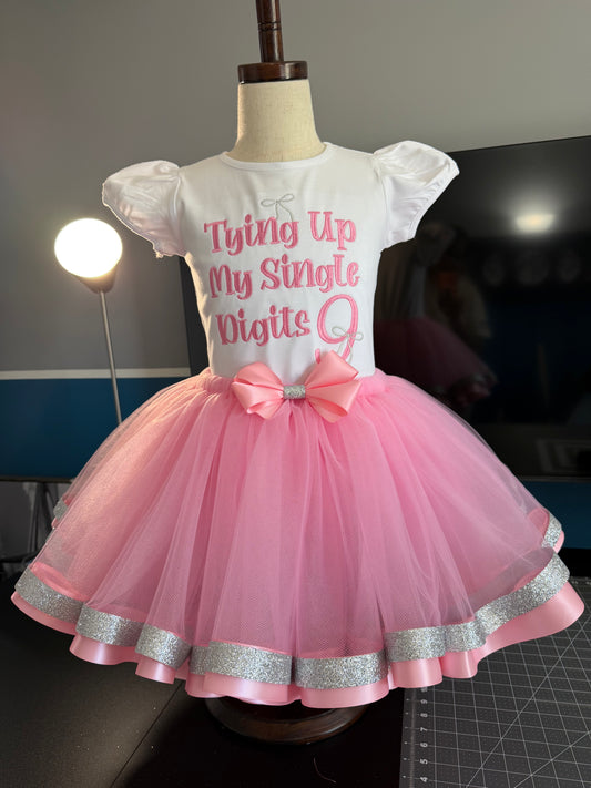 Tying Up My Single Digits Birthday Tutu Outfit| 9th Birthday Theme- Shirt and Tutu Set