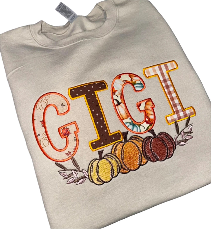 Personalizable Embroidered sweatshirt pumpkin patch