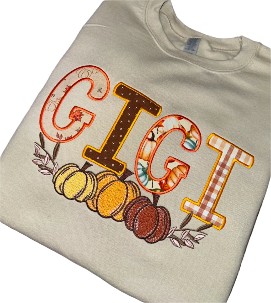 Personalizable Embroidered sweatshirt pumpkin patch