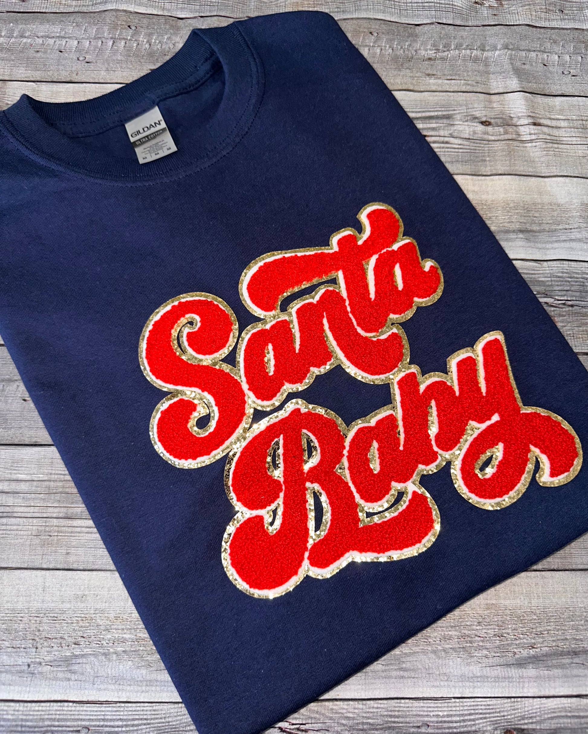 Santa Baby embroidered chenille patch shirt- Unisex