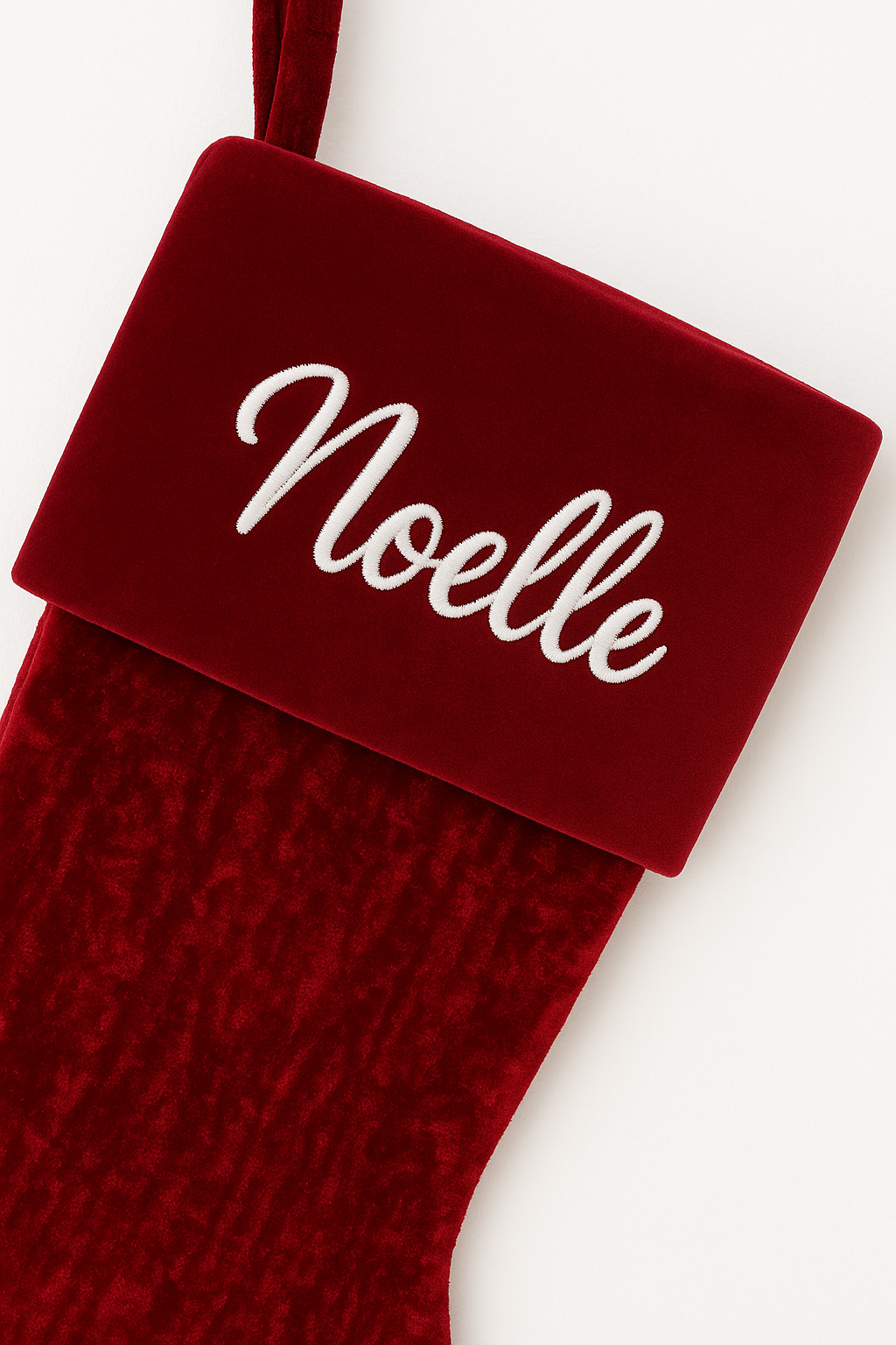 Personalized Red Velvet Christmas Stockings with Embroidered Names (while supplies last)