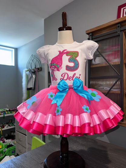 Princess Poppy Trolls birthday outfit