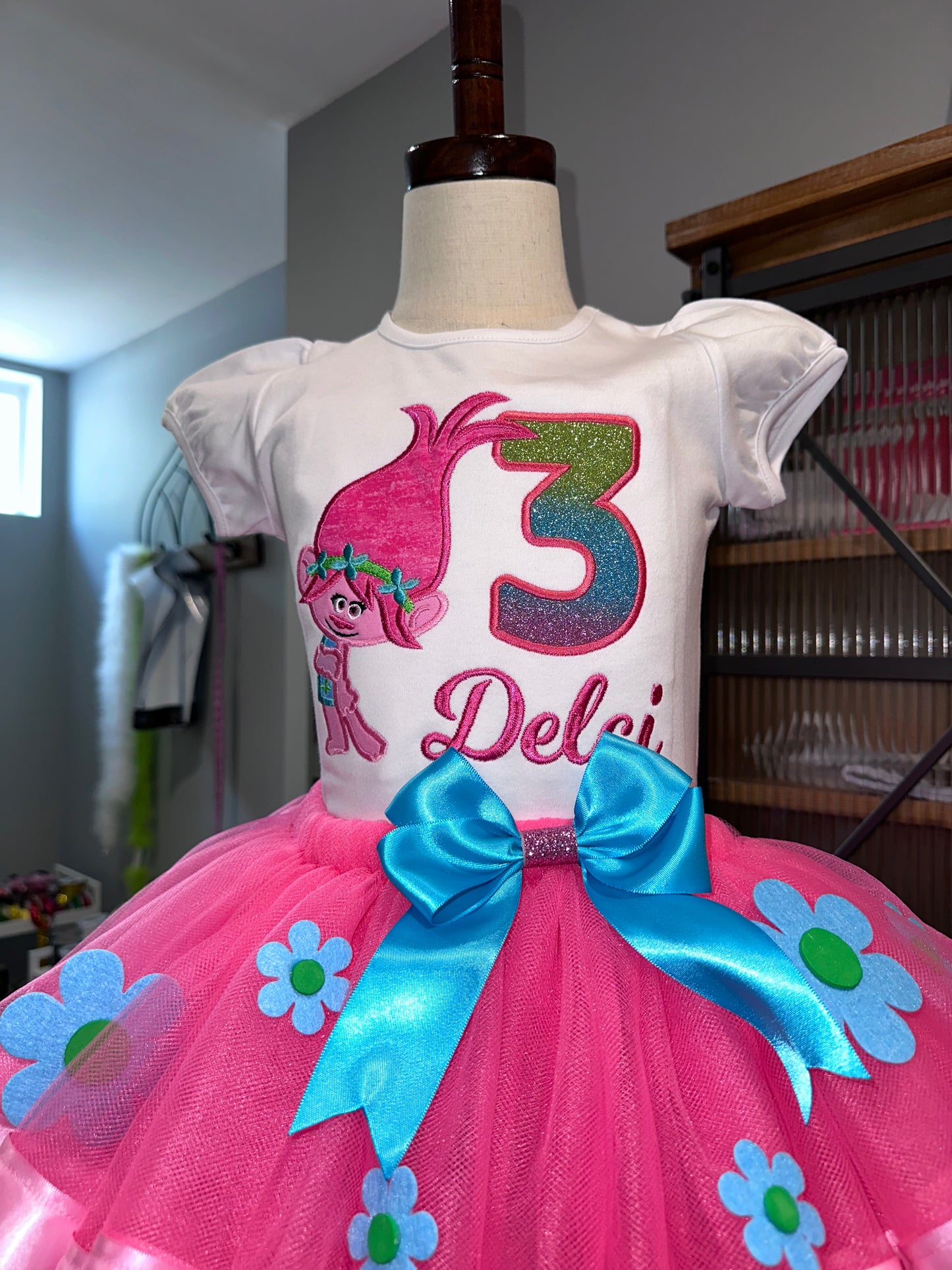 Princess Poppy Birthday outfit Trolls Birthday outfit ECD Embroidery