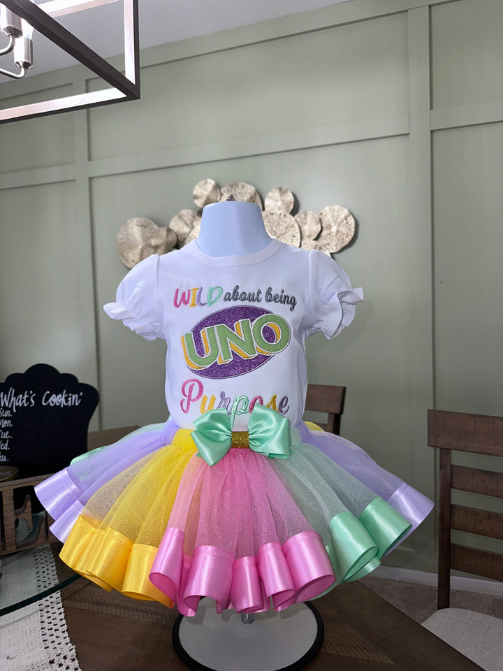 Wild about being Uno birthday outfit-pastel
