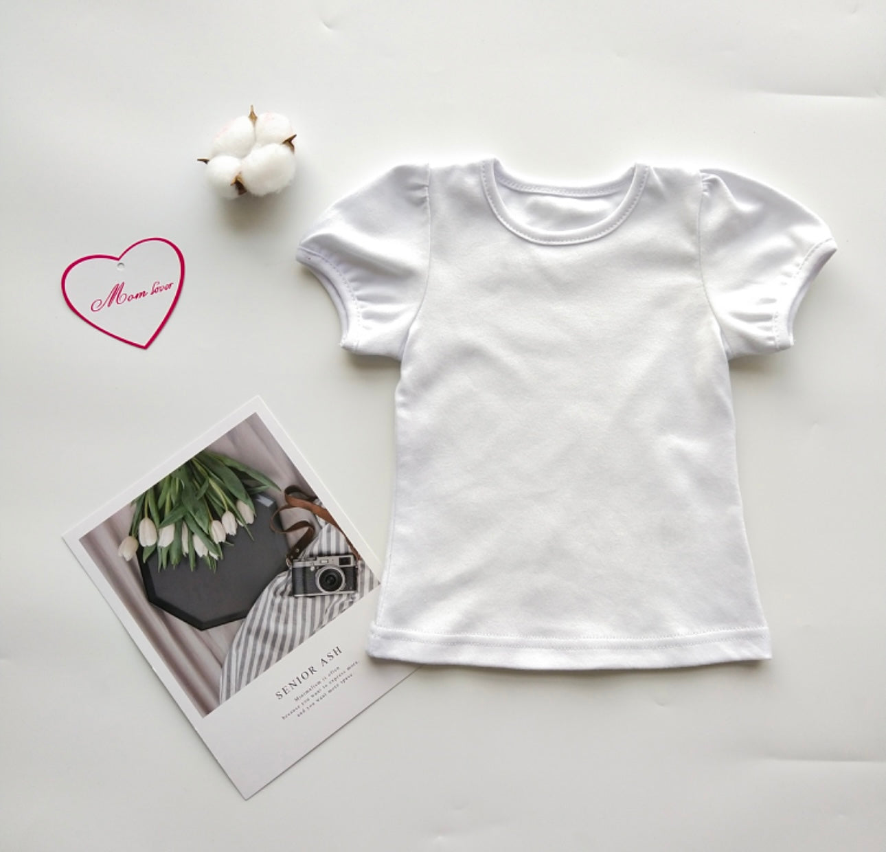 Blank toddler Shirt for embroidery-Girl Puff Sleeve