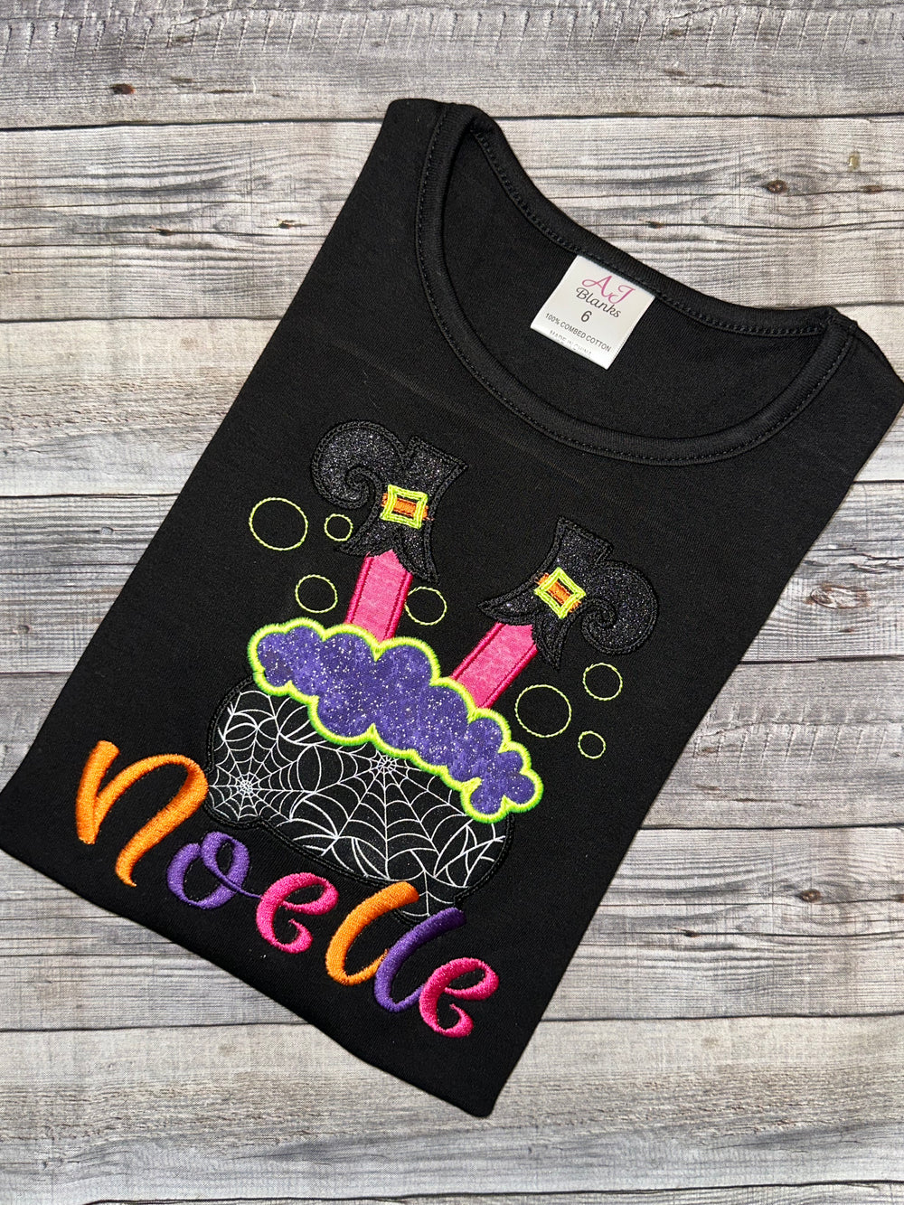 Witch in a pot halloween shirt for girls