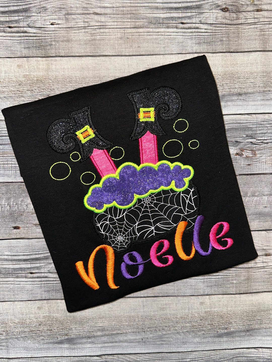 Witch in a pot halloween shirt for girls