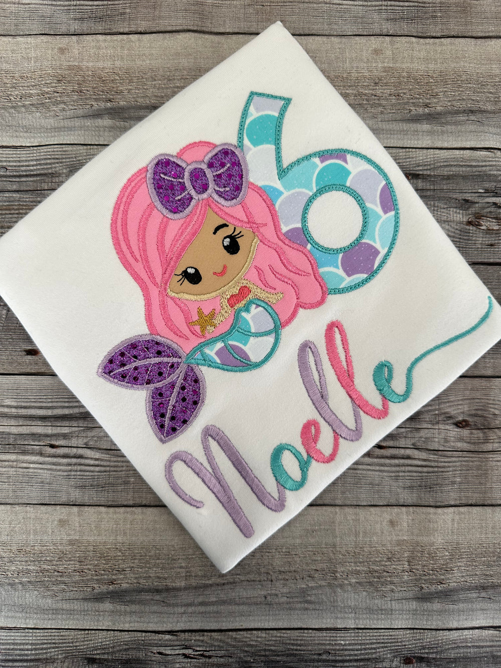 Embroidered Mermaid Birthday shirt for girls