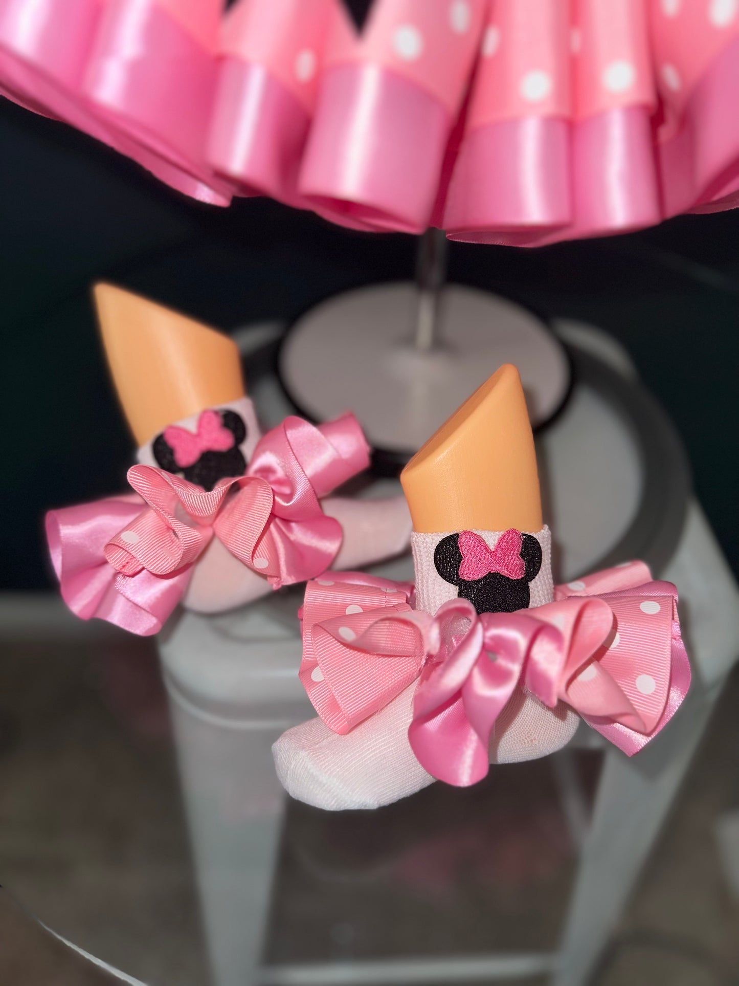 Minnie Mouse socks/ankle skirts