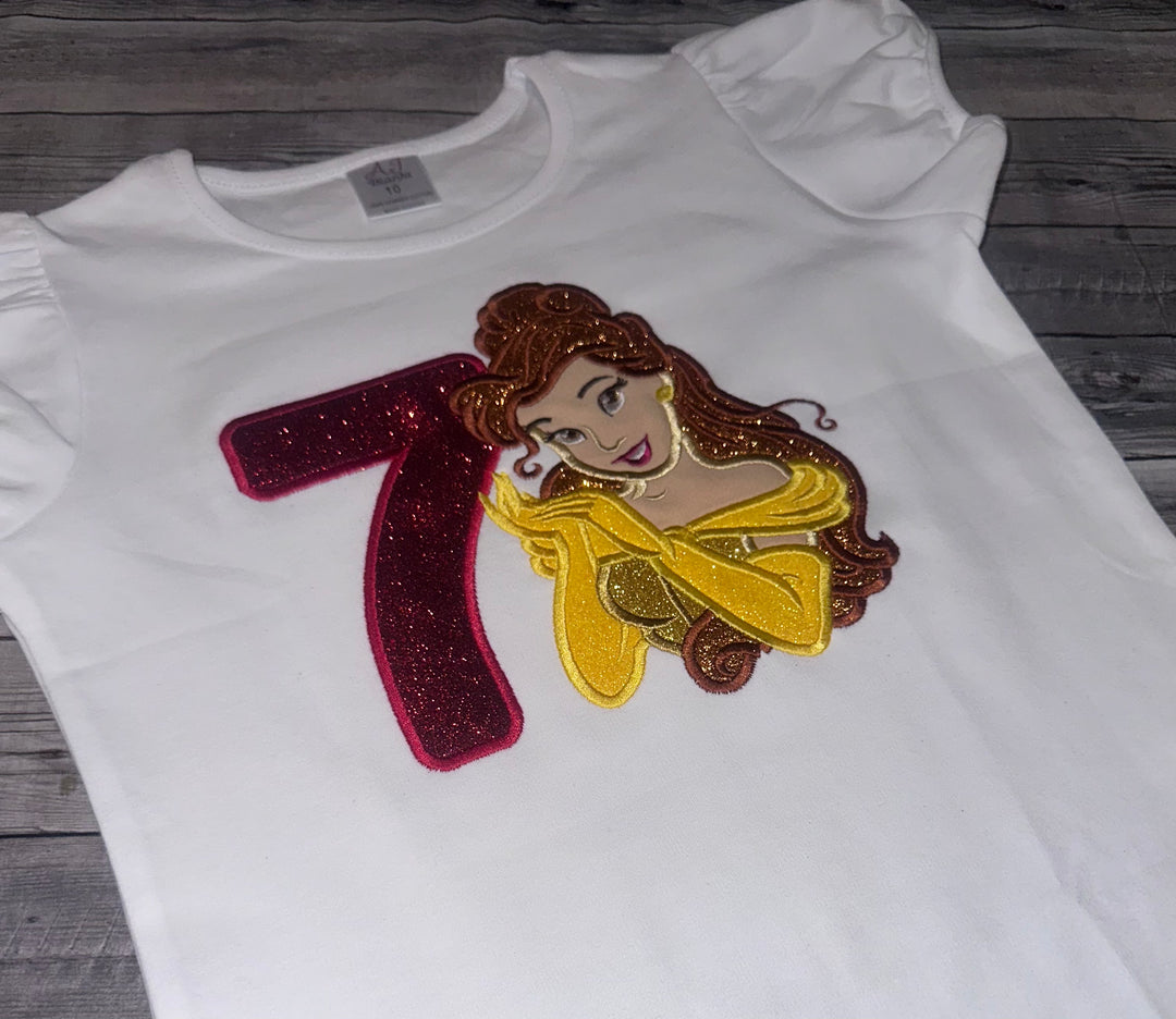 Personalized Princess birthday shirt for girls|Custom Belle Inspired Birthday Shirt