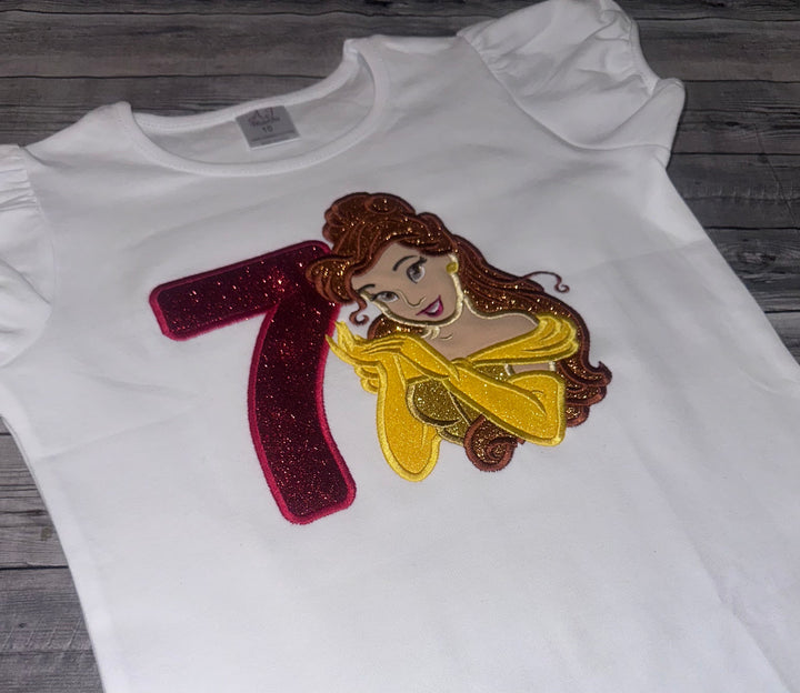 Personalized Princess birthday shirt for girls|Custom Belle Inspired Birthday Shirt