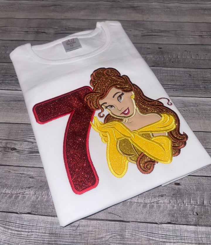 Personalized Princess birthday shirt for girls|Custom Belle Inspired Birthday Shirt