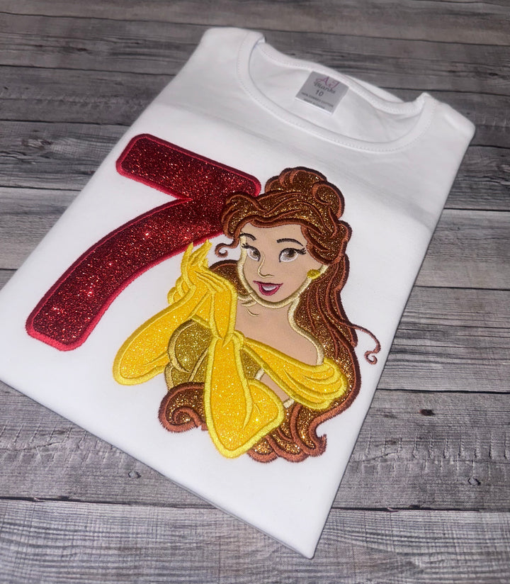 Personalized Princess birthday shirt for girls|Custom Belle Inspired Birthday Shirt