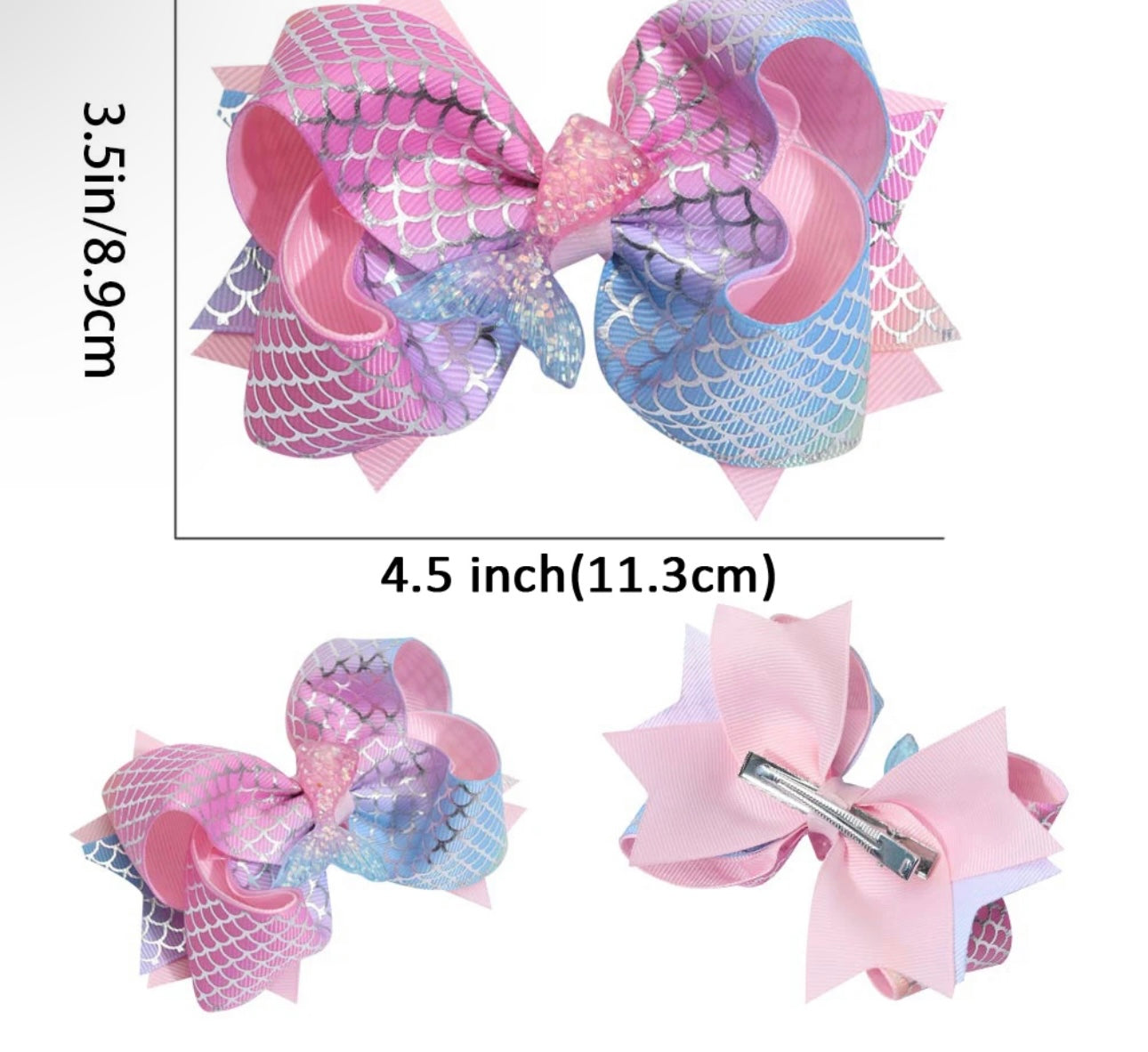 Mermaid hair clip bow for toddlers and girls
