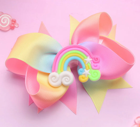 Rainbow hair bow for toddlers and girls