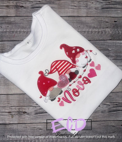 Three Gnomes Valentine's Day shirt for girls