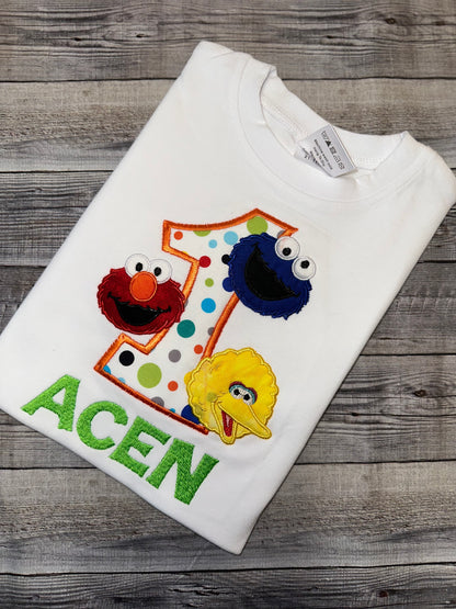 Sesame Street theme birthday shirt for boys