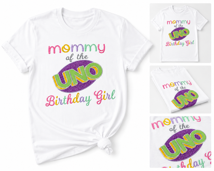 White t-shirt with colorful text &