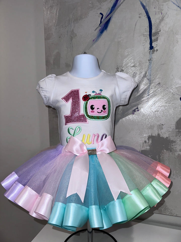 Personalized 2nd Birthday Outfit Girl | Colorful Tutu Set with Name