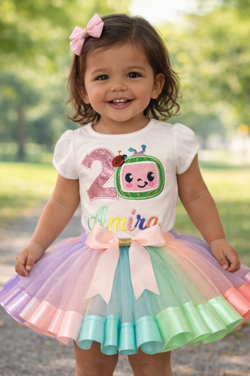 Personalized 2nd Birthday Outfit Girl | Colorful Tutu Set with Name