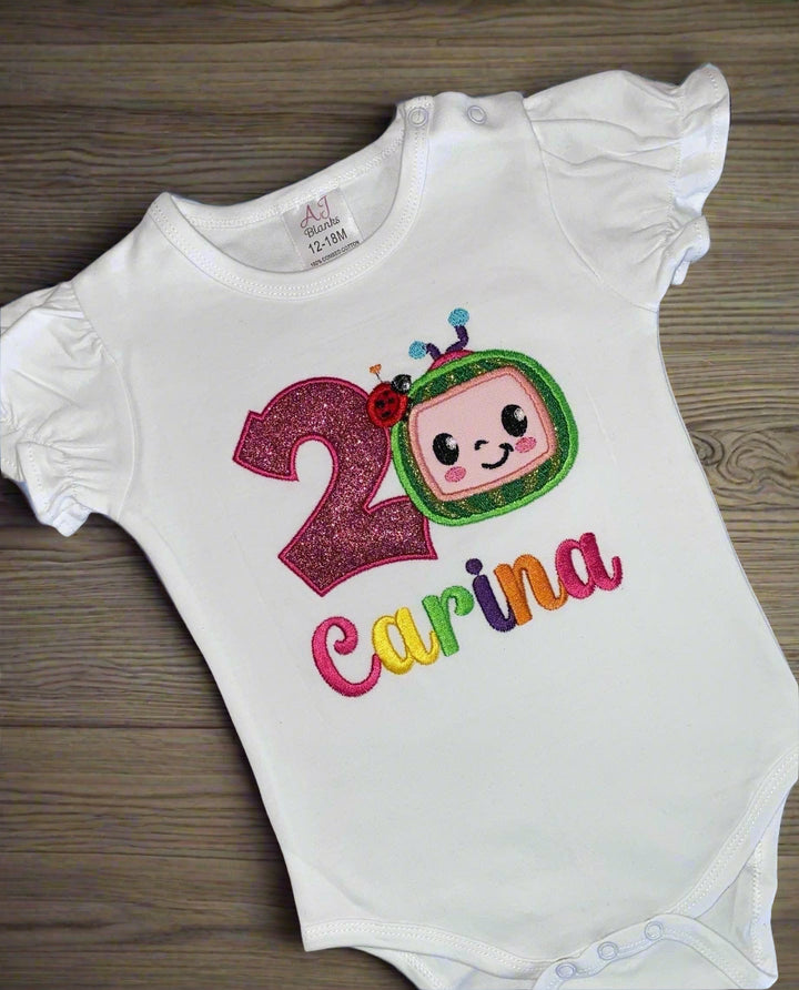 white cocomelon birthday outfit for girls