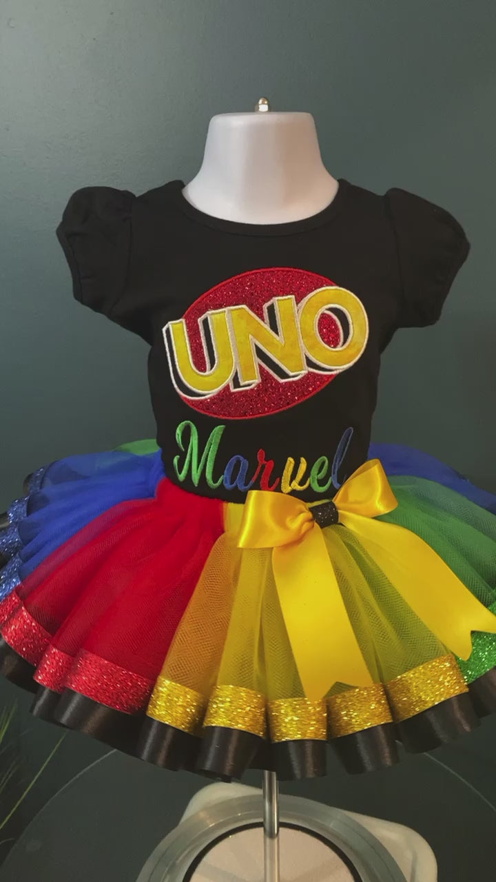 Uno birthday outfit. 1st birthday theme and idea. Uno birthday ideas